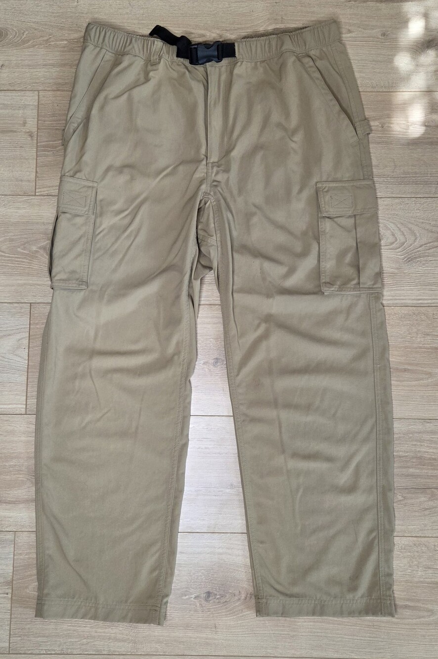 Duluth Trading Tan Nylon Tactical Cargo Pants Adjustable Belt Large Carpenter